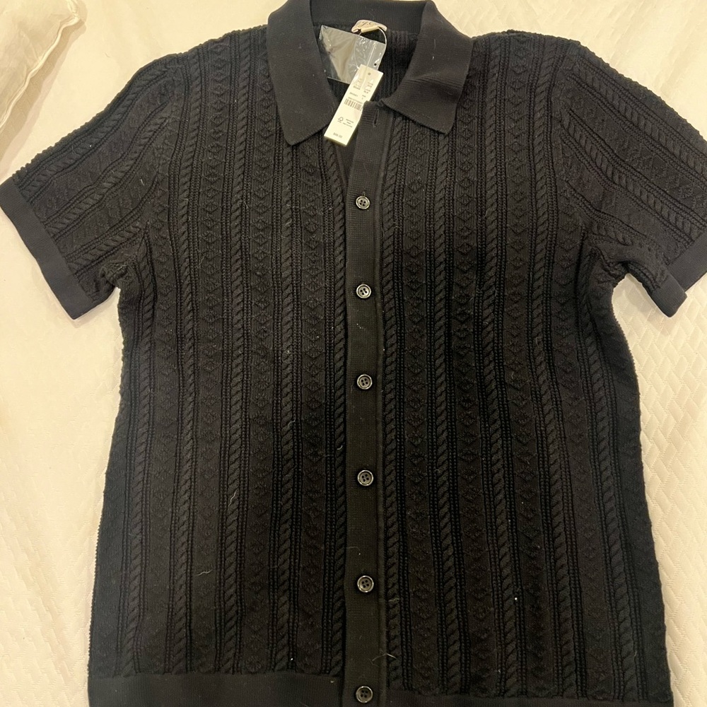 NWT JCREW Short-sleeve heritage cotton pointelle-stitch sweater-polo